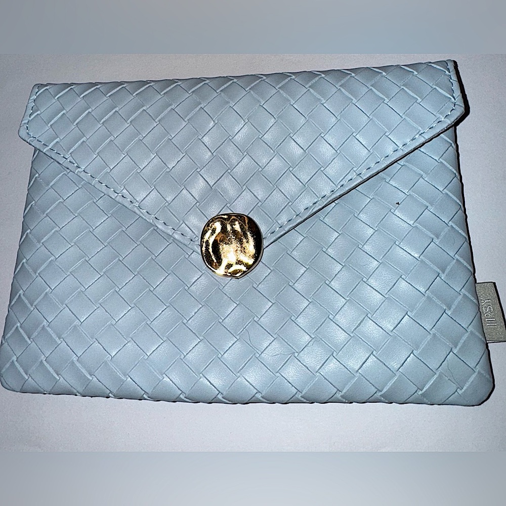 Light Blue Woven design Makeup Bag, NEW